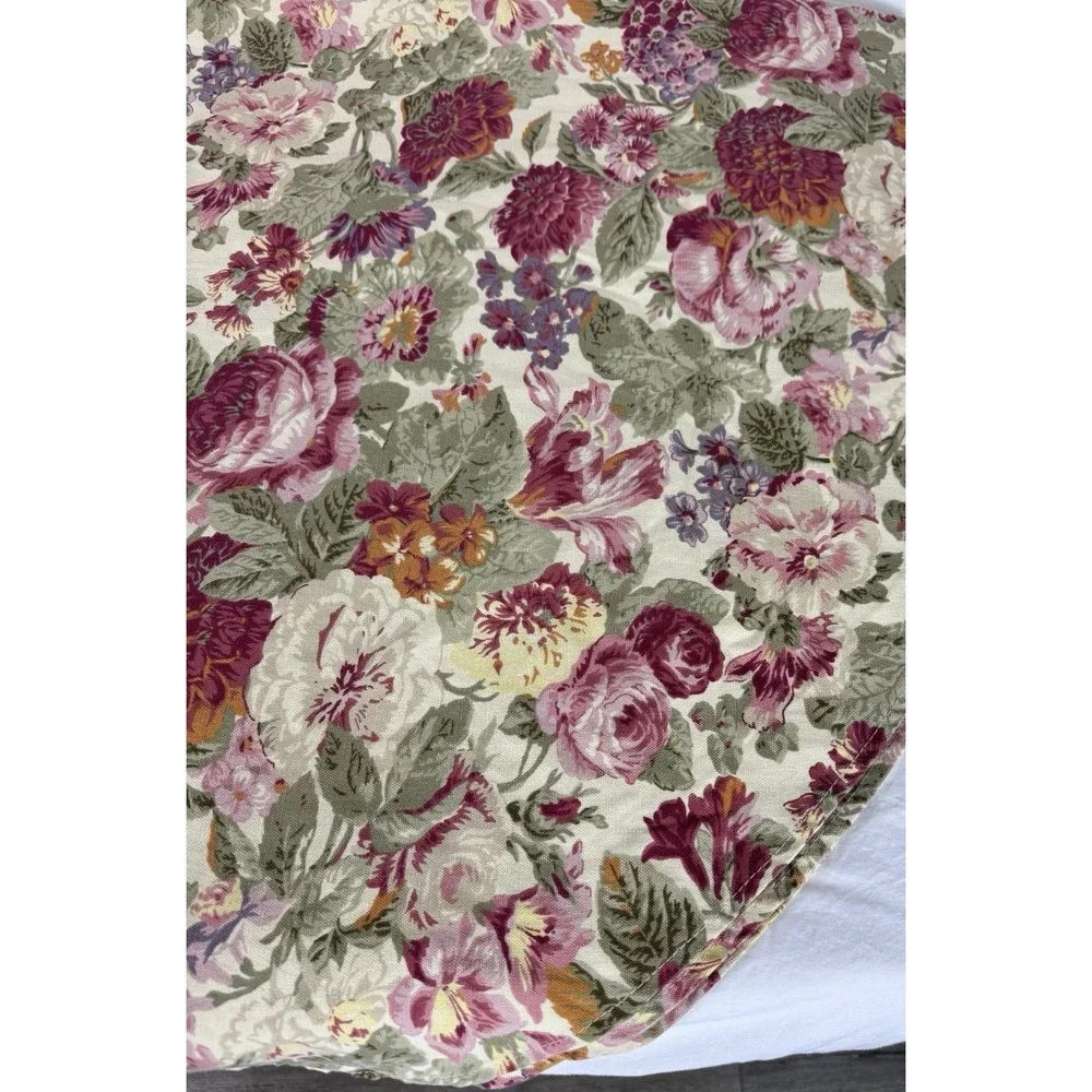 VTG Chaps Home Ralph Lauren Floral Tablecloth 58X98 Oblong Rose CottageCore EUC